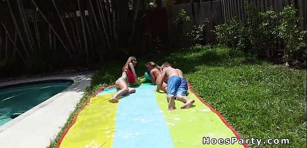  Slip and slide group sex party